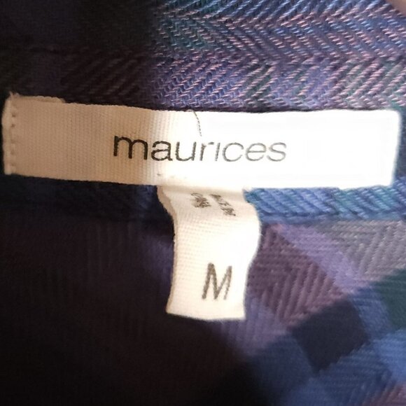 Maurices Womens Purple Green Plaid Soft Button Down Medium - Picture 4 of 6